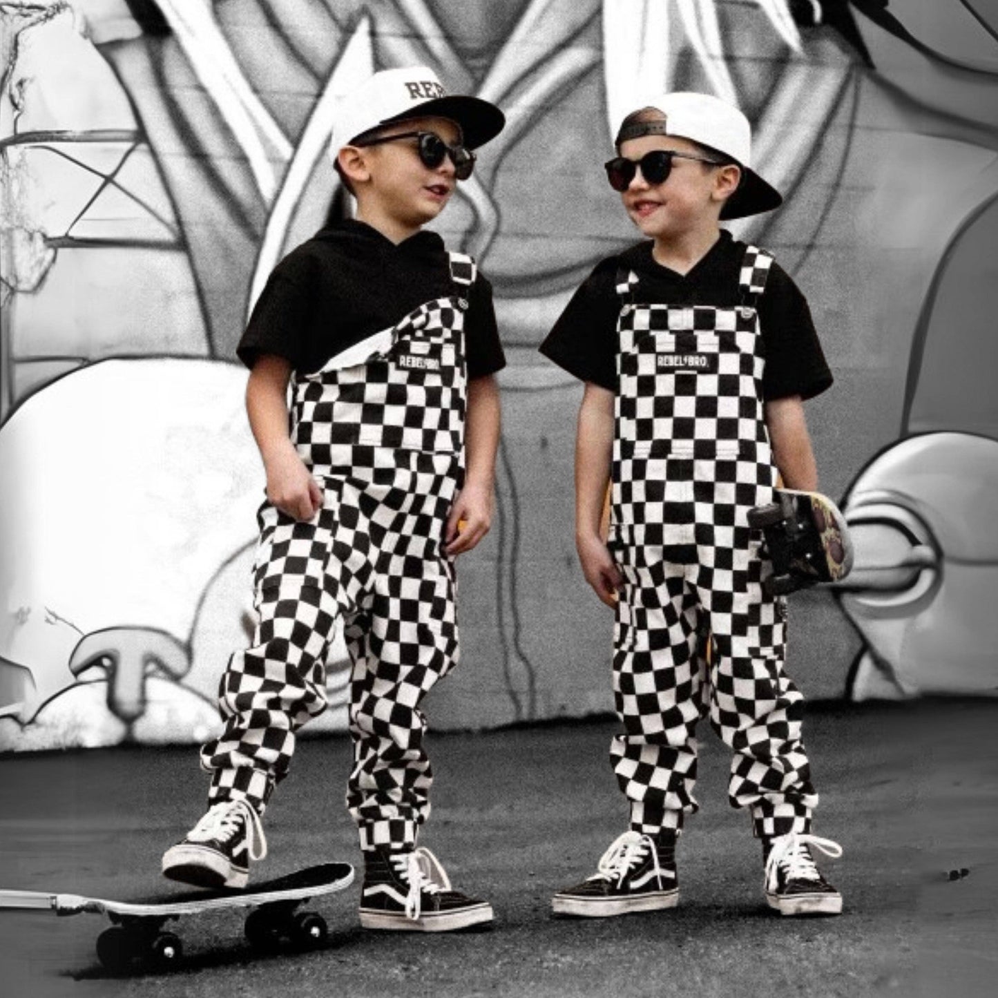Live Fast Checkered Overalls in Venice