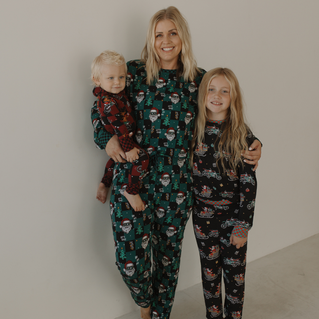 Let's Race Santa Unisex Adult Pajamas