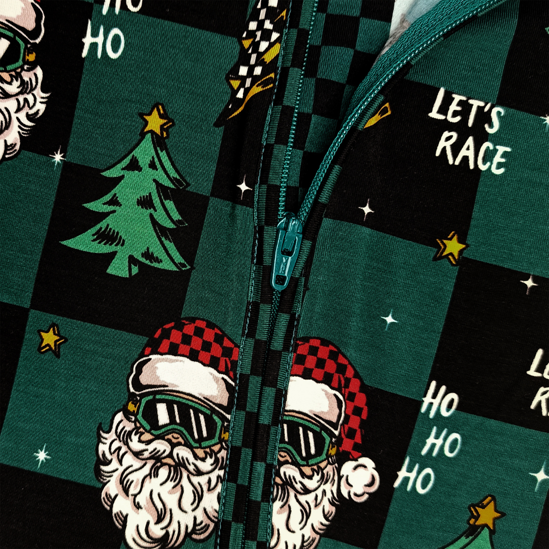 Let's Race Santa Zip Up Pajamas