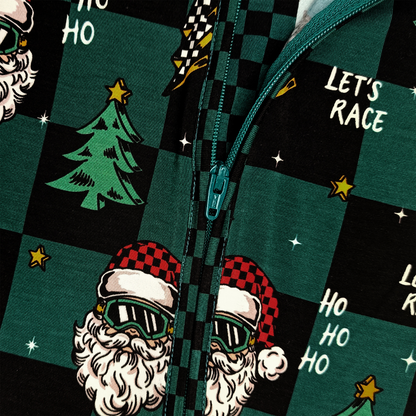 Let's Race Santa Zip Up Pajamas