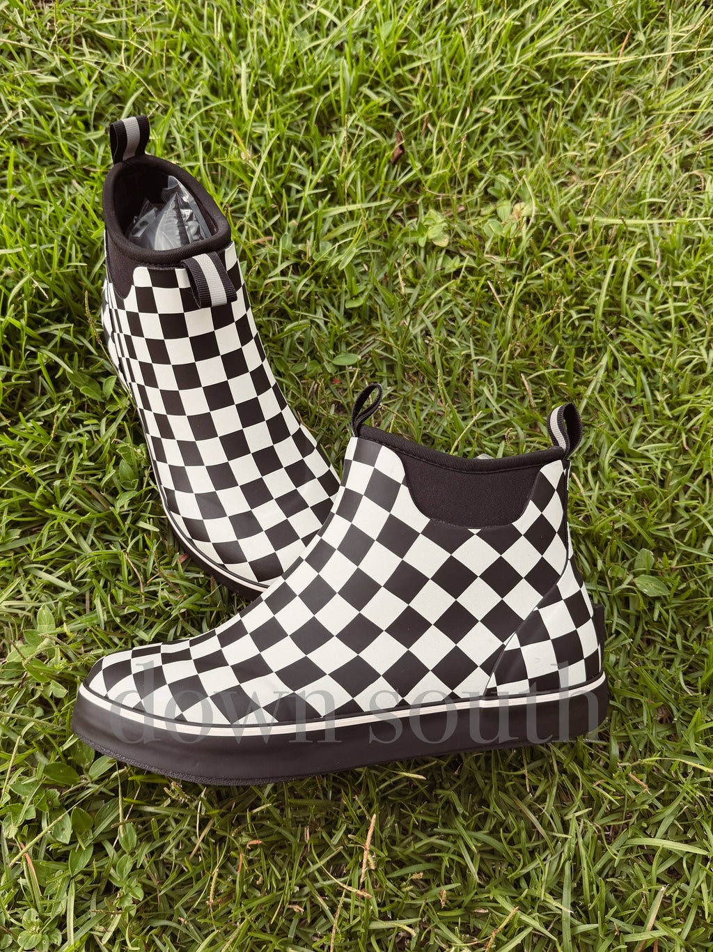 Checkered Print Deck Boots