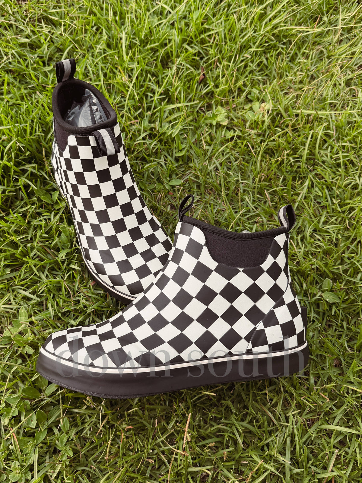 Checkered Print Deck Boots