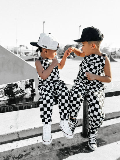 Live Fast Checkered Overalls in Venice