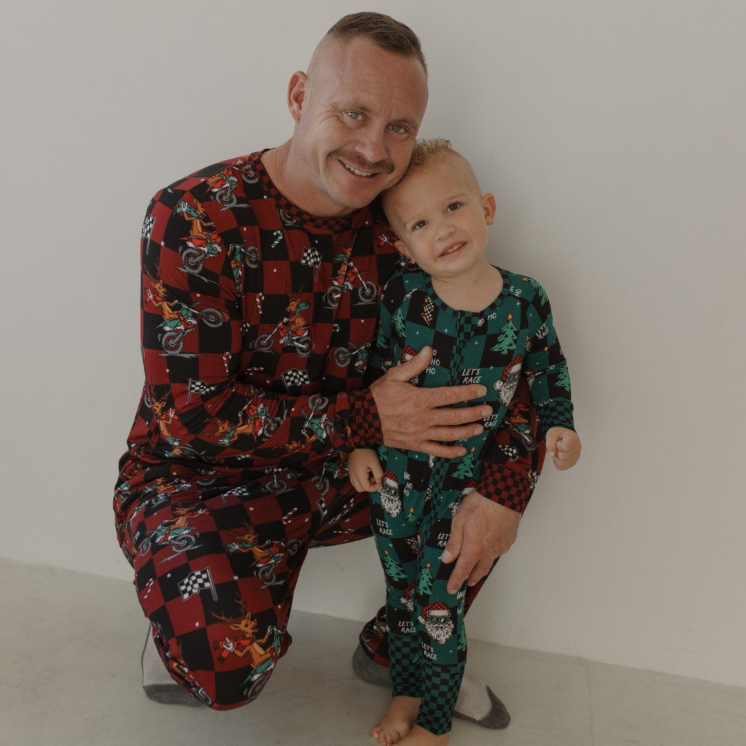 Let's Race Santa Zip Up Pajamas
