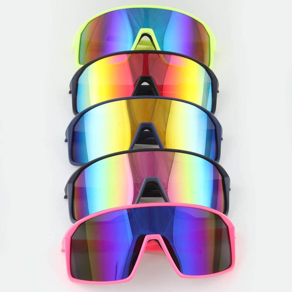 Bright Polycarbonate Shield Sunglasses: MIX