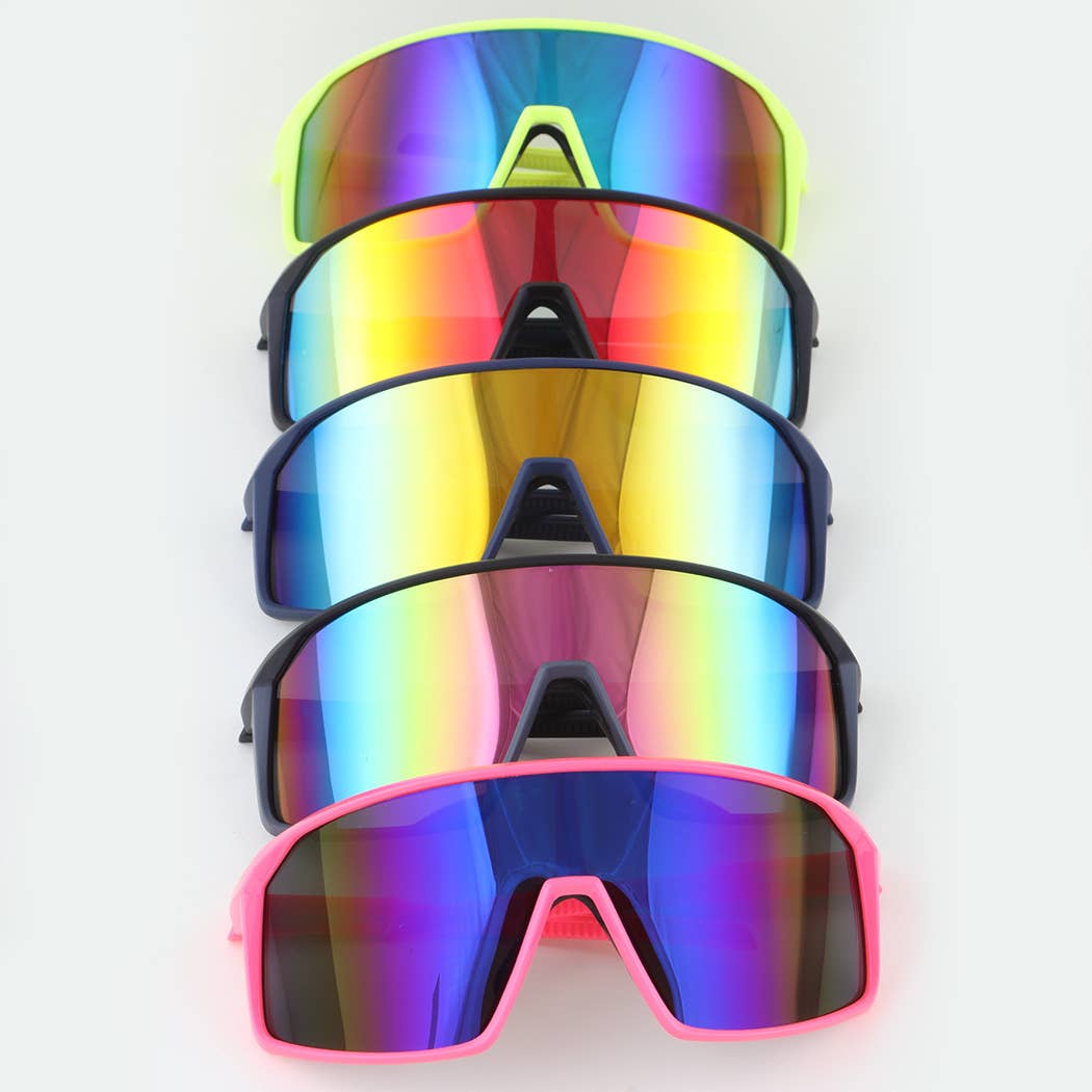 Bright Polycarbonate Shield Sunglasses: MIX