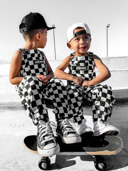 Live Fast Checkered Overalls in Venice