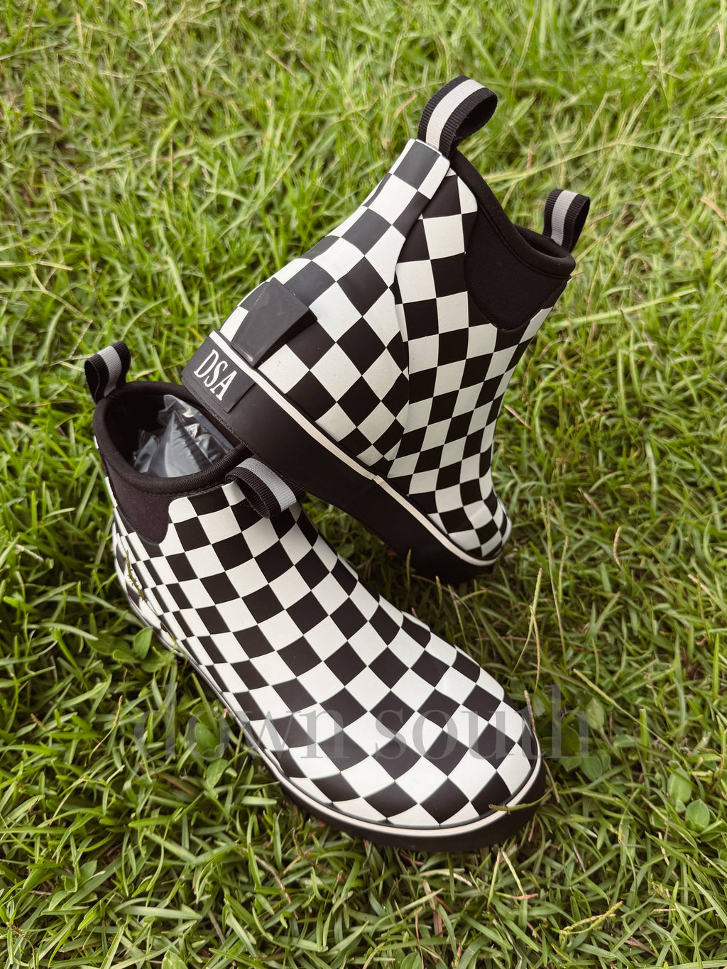 Checkered Print Deck Boots
