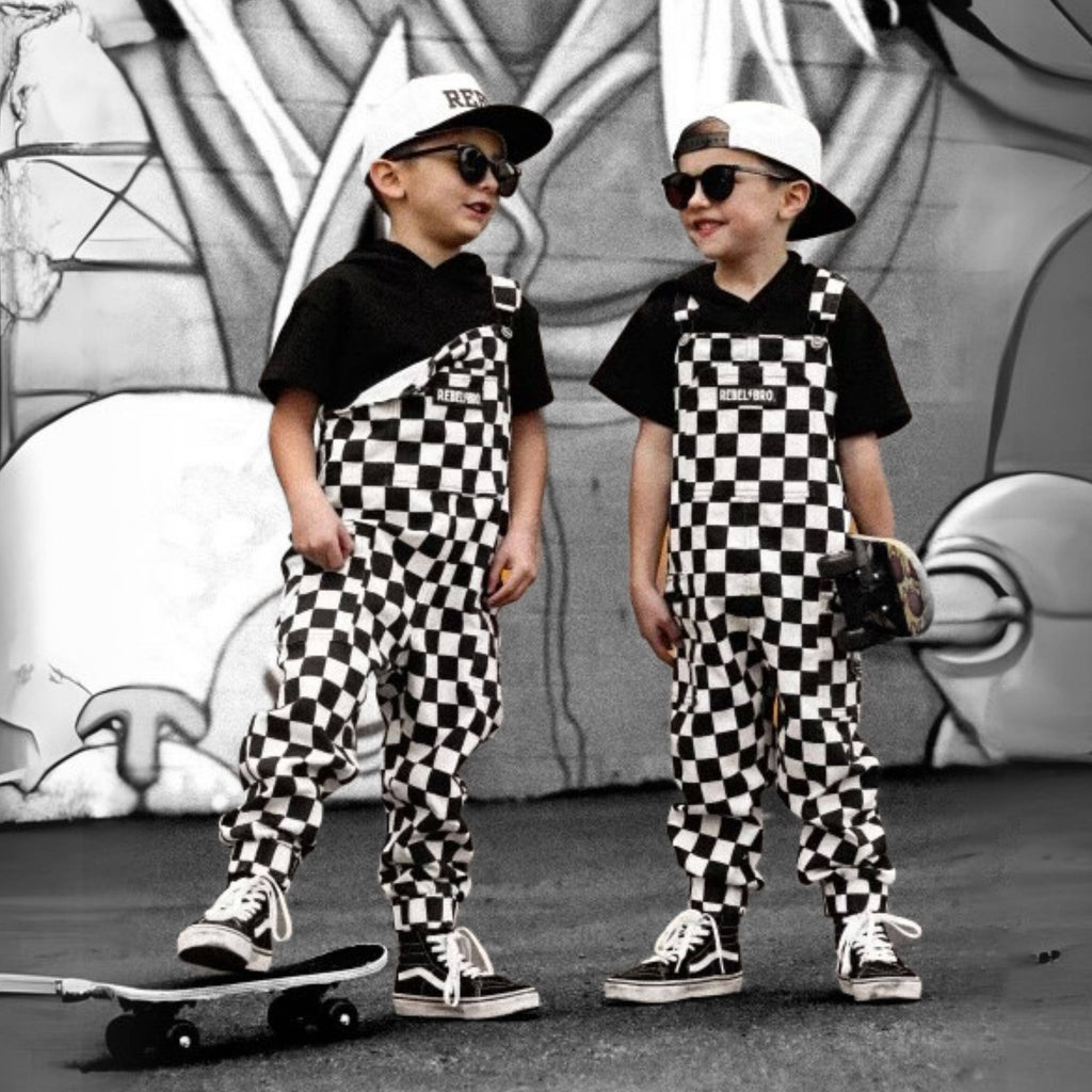 Live Fast Checkered Overalls in Venice