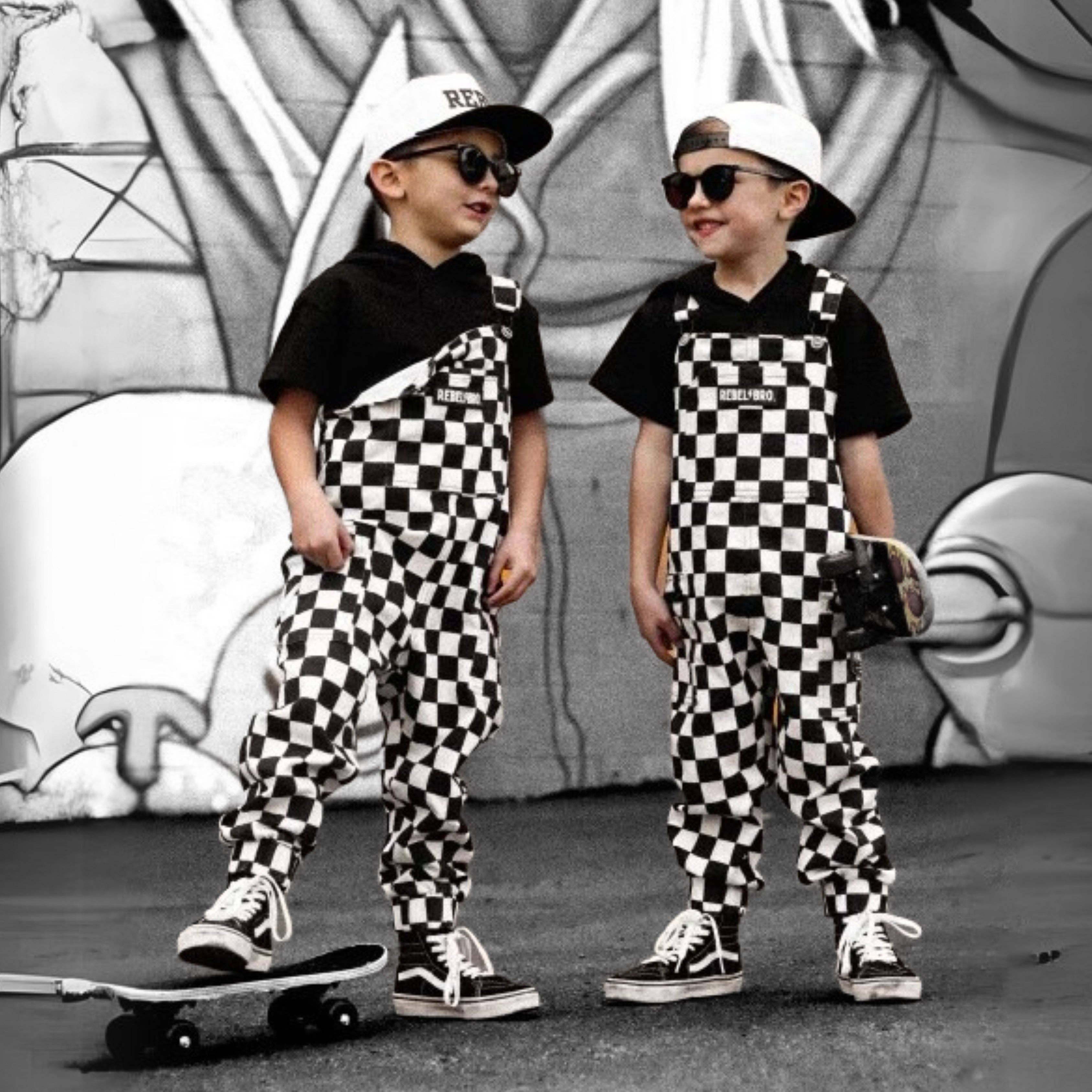 Live Fast Checkered Overalls in Venice