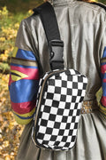 Checkered Buckle Wide Belt Crossbody Bag