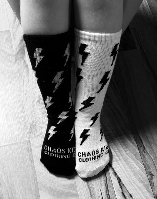 Chaos Kids Lightning Bolt Crew Socks ⚡️