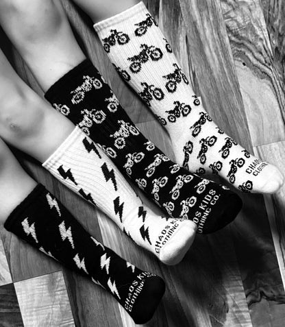 Chaos Kids Lightning Bolt Crew Socks ⚡️