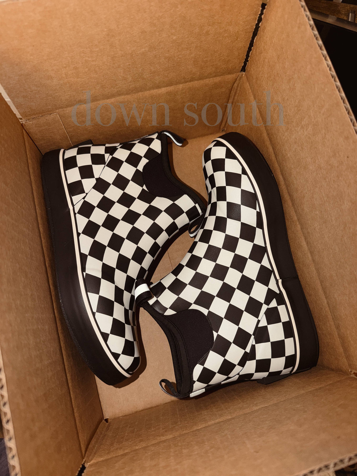 Checkered Print Deck Boots