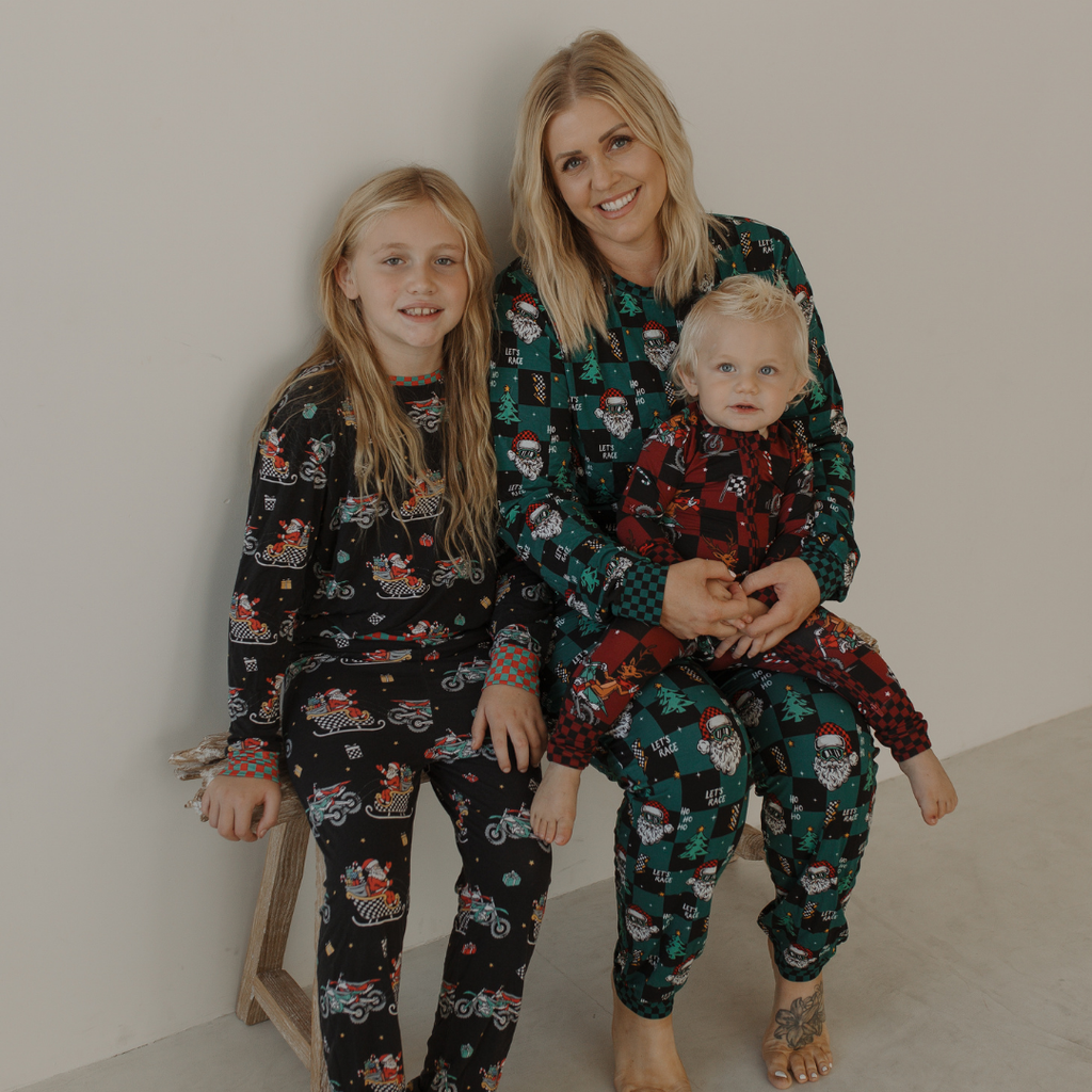Let's Race Santa Unisex Adult Pajamas