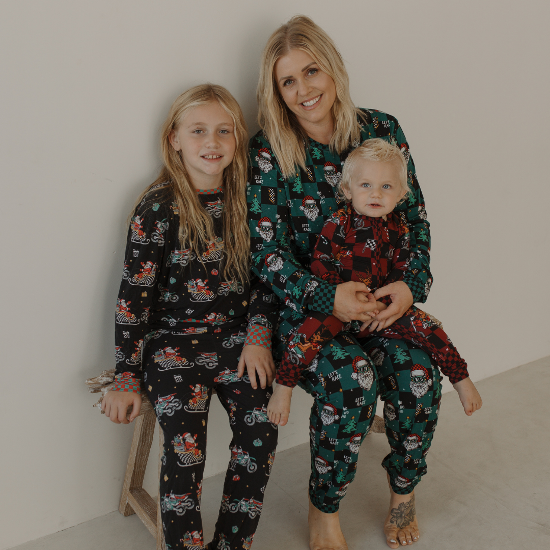 Let's Race Santa Unisex Adult Pajamas